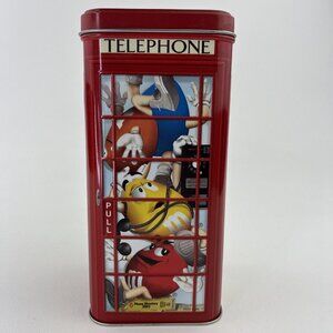 M&M’s Telephone Booth Tin Can 2002 Christmas Village Series Number 14